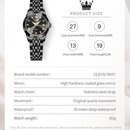 Image of OLEVS Women's Analog Watch Quartz Rose Gold Stainless Steel Strap Fashion Luxury Business Circular Calendar