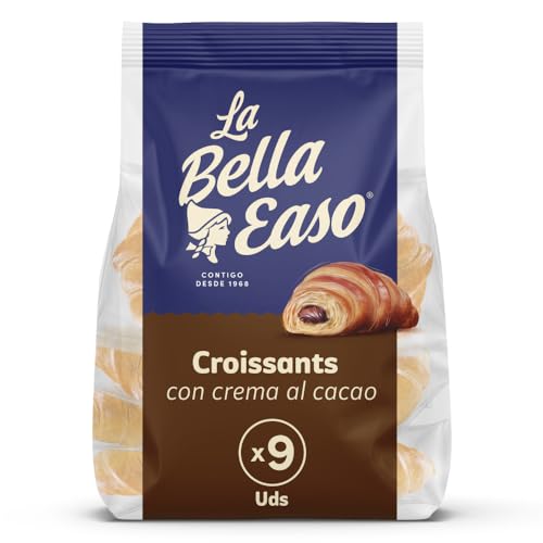 La Bella Easo - Croissants de Hojaldre Rellenos con Crema al Cacao, Paquete 9 unidades individuales, 378 g