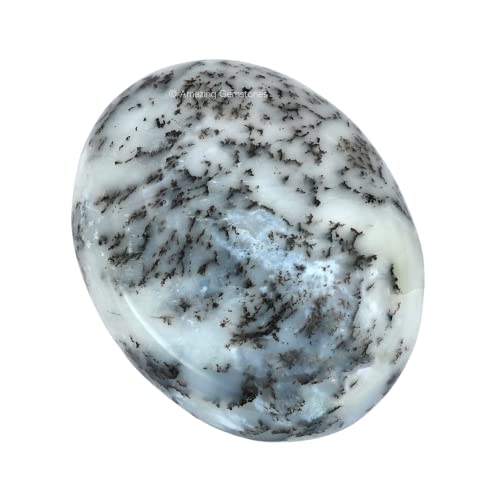 Image of Amazing Gemstone Dendrite Opal Crystals and Healing Stones - Large Palm Stone Crystals Piedra - Crystal for Good Luck, Balanced Positive Energy, Meditation - Unique Stocking Stuffers, Gifts for Women