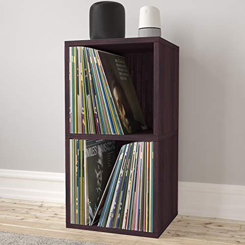 Way Basics 2-Shelf Cube Book Case, Vinyl Lp Record Album Storage (Tool-Free Assembly And Uniquely Crafted From Sustainable Non Toxic Zboard Paperboard), Espresso #TOP8