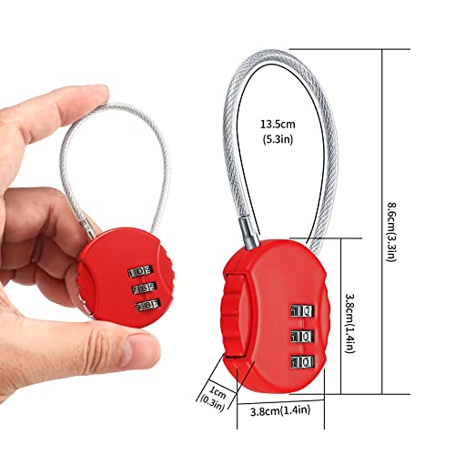 4 Pcs Combination Padlocks, Small Padlock with Combination, Keyless Resettable Padlocks, 3 Digit Combination Security Padlocks, Combination Lock for Cabinets, Suitcases, with 4 x Coders