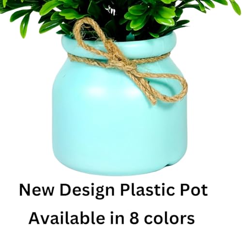 Image of Dekorly Plastic 4pcs Artificial Pot Flowers Small Fake Plants with Pot Mini Potted Plants for House Office Tabletop Decoration (Pack of 8 Multi)