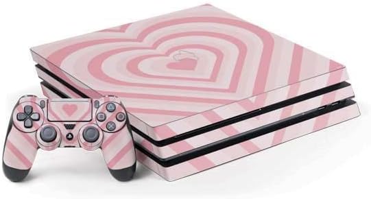 Skinit Decal Gaming Skin Compatible with PS4 Pro Console and Controller Bundle - Originally Designed Pink Heart Pattern Design