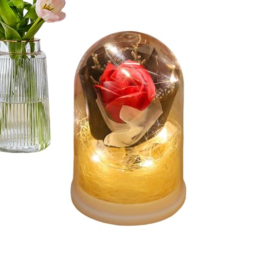 Genérico Eterno - Ramo de rosas eternas con cúpula de cristal, con luz, para madre abuela, hija, esposa prometida, San Valentín, cumpleaños, Navidad