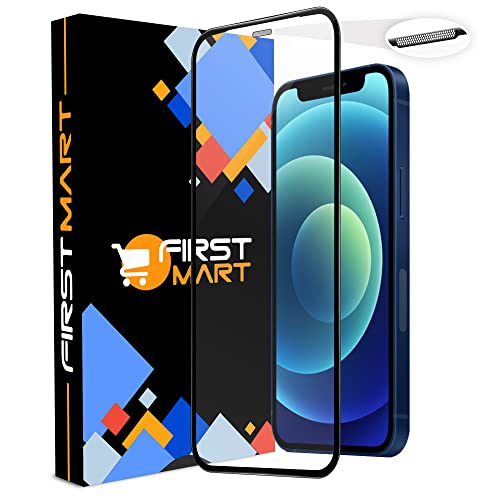 FIRST MART Advanced HD+ Tempered Glass for iPhone 12 Mini (5.42 Inch) with Speaker Mesh Dust Filter Edge to Edge Screen Protection & Easy Installation | Black