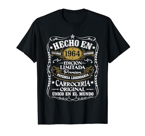 60 aniversário 60 anos homem feito em 1964 vintage presente t-shirt, Preto, S