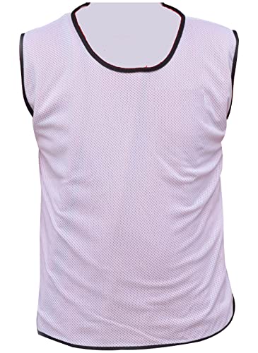 1 X Single Sports Training Bibs Football Rugby Hockey Netball Cricket Volleyball Vests Soccer Sports Club (7 Sizes 13 colours) (Adult (Large - XL), White)