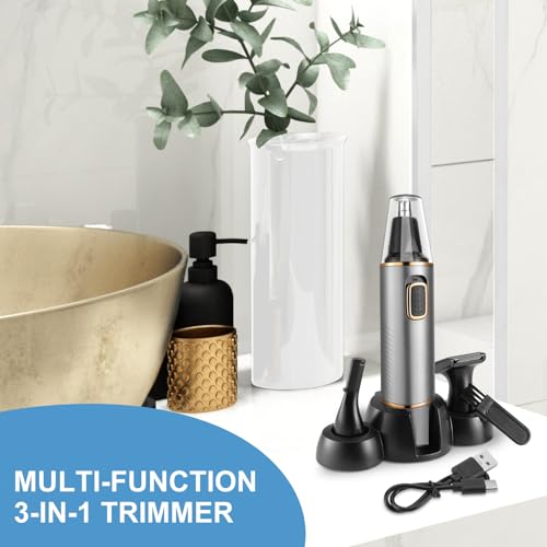 Image of Nose Trimmer for Man Rechargeable 3-In-1 Versatile Nose Hair Remover For Men Professional Painless Electric Shaver For Nose Ear Beard Facial Pubic Hair Body Hair Trimmer For Men, Wet Or Dry Use