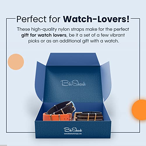 Blushark Original Premium Nylon Watch Strap - Stainless Steel Buckle With Multiple Sizes & Premium Styles, Replacement Watch Straps For Men & Women, Ballistic Military Waterproof, 20Mm (Black/Gray) #TOP4