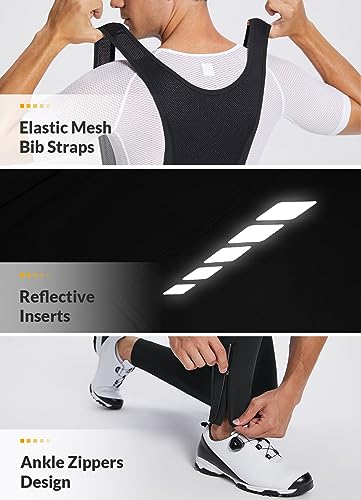 BALEAF Men's Winter Cycling Bib Pants 4D Padded Thermal Water Resistant Bike Tights Cold Weather Wa