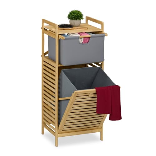 Meuble à linge Relaxdays avec bac amovible 30L et étagère de rangement gain de place - 2