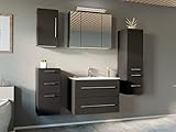 emotion Badmöbel-Set OPTIMO 80 cm (5-teilig) anthrazit seidenglanz