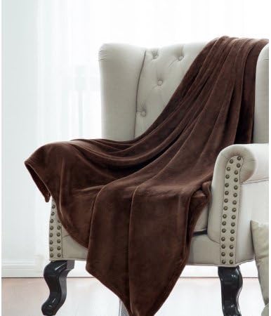 Throw Size Blanket 50" x 60", Very Soft Cozy Warm, Plush Fleece Portable Blanket, Lightweight Microfiber Solid Color Blanket, Machine Wash, Throw Blanket Chocolate Brown