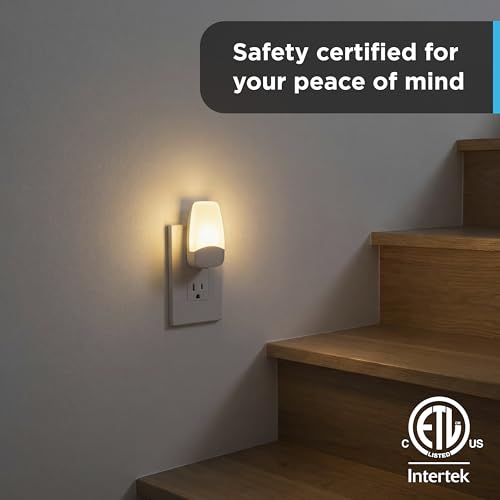 Image of GE LED Night Lights Plug Into Wall, Dusk to Dawn Sensor, Ambient Lighting, Dorm Room Essentials, Nightlight for Bedroom, Bathroom Decor, Kitchen Warm White, 86119, 4 Pack