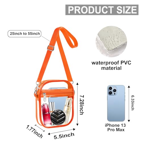Image of Fibrdoo Clear Crossbody Purse Bag, Clear Bag Stadium Approved with Front Pocket for Concerts Sports Festivals