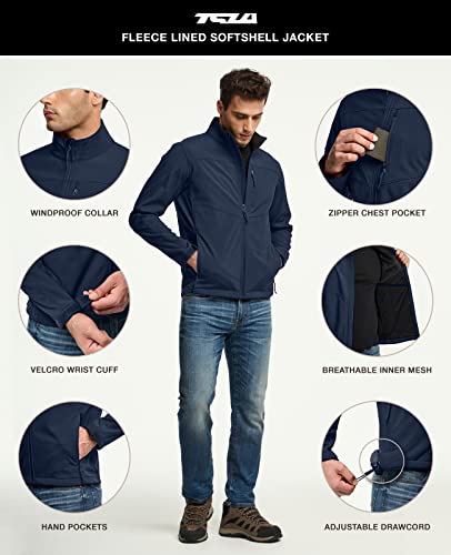 Image of TSLA Men's Full-Zip Softshell Winter Jacket, Waterproof Fleece Lined Athletic Jacket, Outdoor Sport Windproof Jackets
