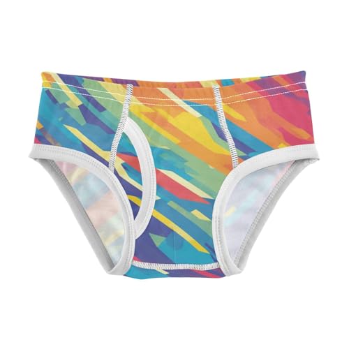 KLL Abstract Rainbow Stripes Toddler Boys' Cotton Underwear Briefs Breathable Children Panties