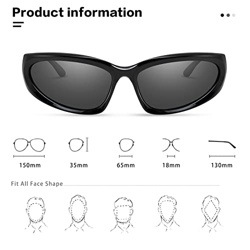Y2k Wrap Around Sports Sunglasses Women Men Trendy Fashion Oval Futuristic Outdoor Shades Glasses4