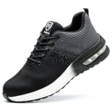 Zapatos de Seguridad Hombre Mujer Zapatillas Trabajo Ligero Comodo Calzado de Seguridad con Punteras de Acero Transpirable Antideslizante Gris EU 40