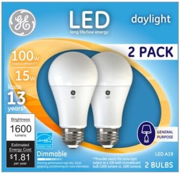 GE A21 E26 (Medium) LED Bulb Daylight 100 Watt Equivalence 2 pk