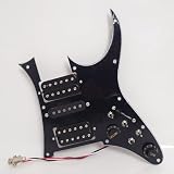 HSH Pickguard pré câblé pour guitare électrique Ibanez RG, Alnico 5 micro à bobine simple et humbuckers avec fente de bobine, avec interrupteur muet (noir)