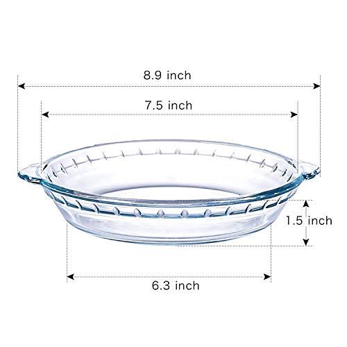 image for DMAR Glass Pie Plate Deep Pie Baking Dish for Shepards Pie, Apple Pie 