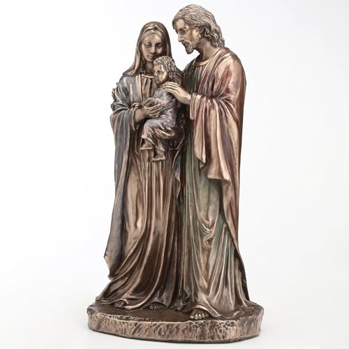 Escultura religiosa Familia Santa con acabado bronce miniatura 7