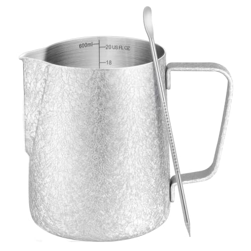 Image of Amrules Milk Frothing Pitcher 20oz Frother Cup Barista Tools, Crackle