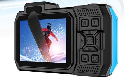 Cámara subacuática, UHD 4K 48MP, cámara impermeable con selfie de zoom de 18x y tarjeta de 32 GB