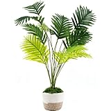 82CM Künstliche Pflanze Wie Echt, 18 Blätter Areca Palme Baum Gefälschte Palme im Topf Kunstpflanzen Groß Faux Pflanze, Pflegeleichte Deko für Wohnzimmer, Büro, Balkon & Garten