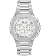 BOSS Relógio masculino afunilado de aço inoxidável e pulseira de elos, estilo inovador para ele, cronógrafo...
