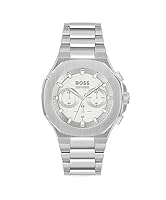 Hugo Boss Men's 1514087 Stainless Steel Quartz Fashion Chronograph Watch, Silver, 45MM
