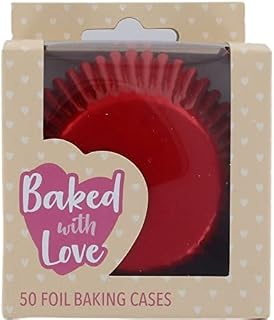 Baked with Love Gold Foil Baking Cases, Foil Baking Cups, Greaseproof Cupcake Cases, Gold - Pack of 50