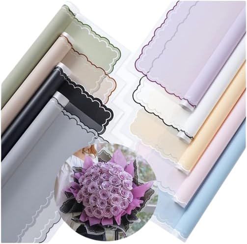 KTrading 10 Sheets Multicolour Korean Waterproof Bouquet Wrap 58×58 cm | Wavy Line Design Gift Wrapping Paper for Flowers & Crafts-image-17