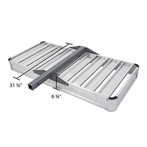 Elevate Outdoor Hitch Cargo Carrier Tray Aluminum 550 Lb. Capacity - Tray 49-1/8" L X 22-5/8" W X 4-3/4" H - Unique Slatted Surface Compatible With Class Iii Or Iv 2" Receivers #TOP3