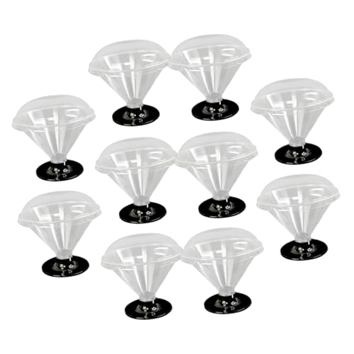 DECHOUS 10個 透明蓋付きデザートカップ 安定底 滑り止め 高脚ワイングラス形状 コンパクトティラミス対応 使い捨て前菜 ムース スナック収