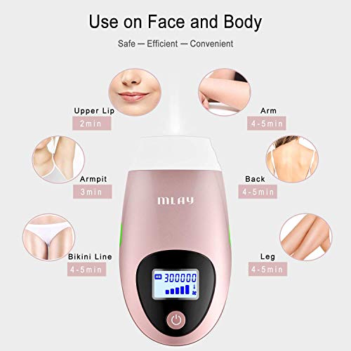 Body & Facial Laser Hair Removal for Women & Man 5 Levels for Different Skin 300000 Flashes Professional Light Epilator Painless Permanent IPL face Hair Removal Device at home