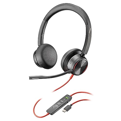 Auricular Poly Blackwire 8225 de primer nivel con cable   Cancelación activa de ruido   Estéreo de alta fidelidad   Se conecta a PC/Mac   Funciona con Teams y Zoom