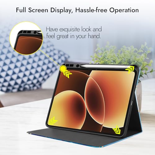 Image of Robustrion Cover for Xiaomi Pad 8 /8 Pro /Xiaomi Pad 7 /7 Pro Cover Case with [Pencil Holder], Folio Flip Cover with Tablet [Auto Sleep Wake] - Marble Blue