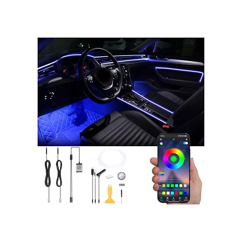 Iluminación Ambiental del Coche RGB de 3m para Viajes Nocturnos con Modo Música App