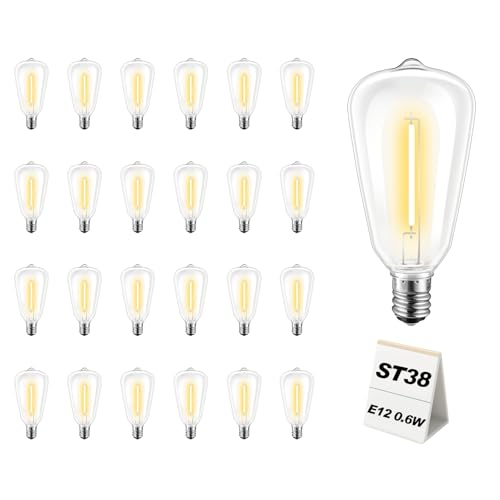25Pk LED String Light Replacement Bulbs, Shatterproof C7/E12 Base Bulbs