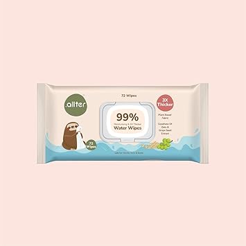 Allter 99% Pure Water Baby Wipes || 3X Thicker, Moisturising, 100% Plant Based & Organic || Pack of 1
