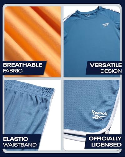 Reebok Conjunto de shorts atléticos para meninos – 3 peças de roupas de verão com camisetas gráficas