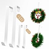 Haihomebest 4 Pack Wreath Hangers for Front Door Over The Door Hooks(L=8'&12'), Over Door Hanger, Heavy Duty No Drill Hanger for Towels, Coats, Hats, Bags in Bathroom, Bedroom, Kitchen, Living Room
