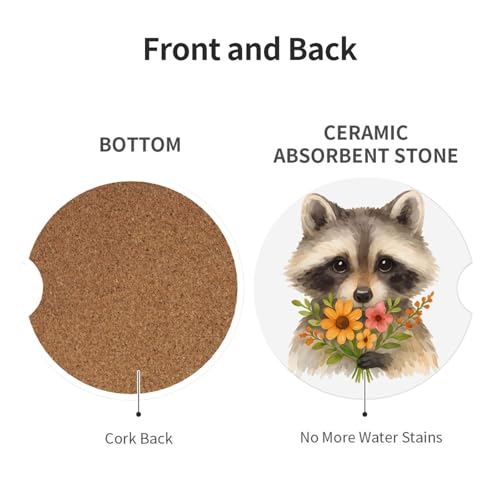Portavasos para auto 2 piezas con diseño Gray Raccoon Bouquet miniatura 2