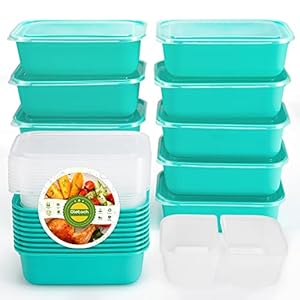 Glotoch Express Food Prep Containers, Double Use as Divided Meal Prep Containers Reusable for Takeouts/Portion Control-Microwave&Freezer&Dishwasher Safe,BPA-Free, Stackable,10 Pack,Green