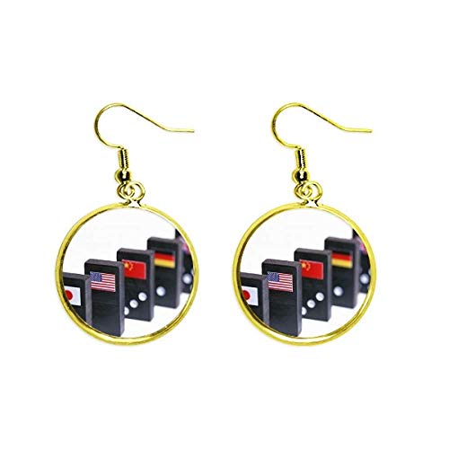 Pendientes de dados Pai Gow dorados largos tipo drop para mujer bisutería fina de moda