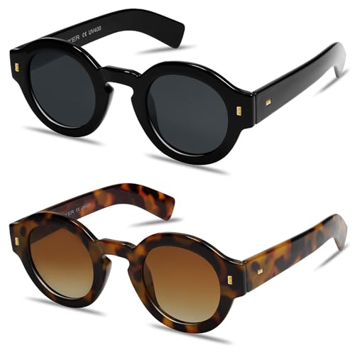 Image of VANLINKER Vintage Round Polarized Sunglasses for Women Men Trendy Shades Retro Circle Sun Glasses VL9743