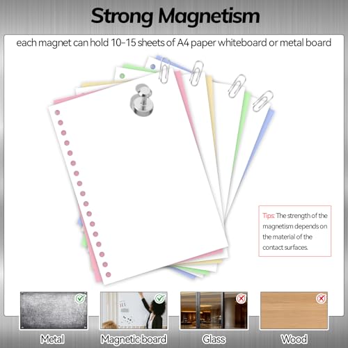 30 Stück Magnete Stark, 12 x 16 mm Neodym Magnete Extra Stark Mini Kühlschrankmagnete für Magnettafel Whiteboard Pinnwand Bürobedarf Schulbedarf Küchendekoration, Silber