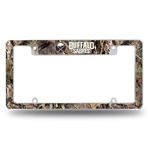 Rico Industries NHL Buffalo Sabres Mossy Oak 12" x 6" Chrome All Over Automotive License Plate Frame for Car/Truck/SUV